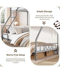 gaomon Bunk Bed Heavy Duty Metal with Ladder and Safety Rails, No Box Spring Required