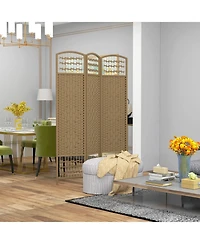 Rainsken 3 Panel Room Divider, 5.6 ft Tall Wave Fiber Freestanding Partition Wall Divider, for Bedroom Home Office, No Assembly Required