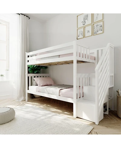 Max and Lily Bed Frame, Farmhouse Solid Wood Platform with Slatted Headboard
