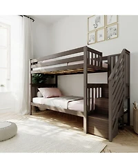 Max and Lily Bed Frame, Farmhouse Solid Wood Platform with Slatted Headboard