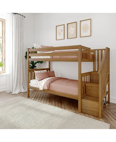 Max and Lily Bed Frame, Farmhouse Solid Wood Platform with Slatted Headboard