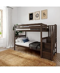 Max and Lily Bed Frame, Farmhouse Solid Wood Platform with Slatted Headboard