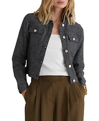 Reiss Women's Linen-Cotton Woven Trucker Jacket