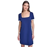 Karl Lagerfeld Paris Women's Bow Trim Scuba Crepe Sheath Dress