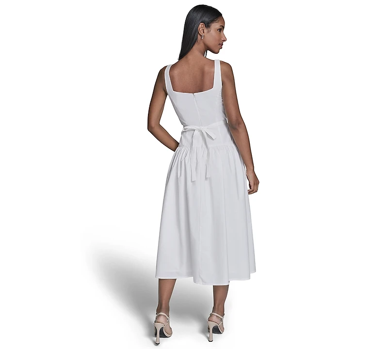 Karl Lagerfeld Paris Women's 3D Floral Drop Waist A-Line Midi Dress