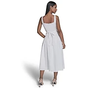 Karl Lagerfeld Paris Women's 3D Floral Drop Waist A-Line Midi Dress