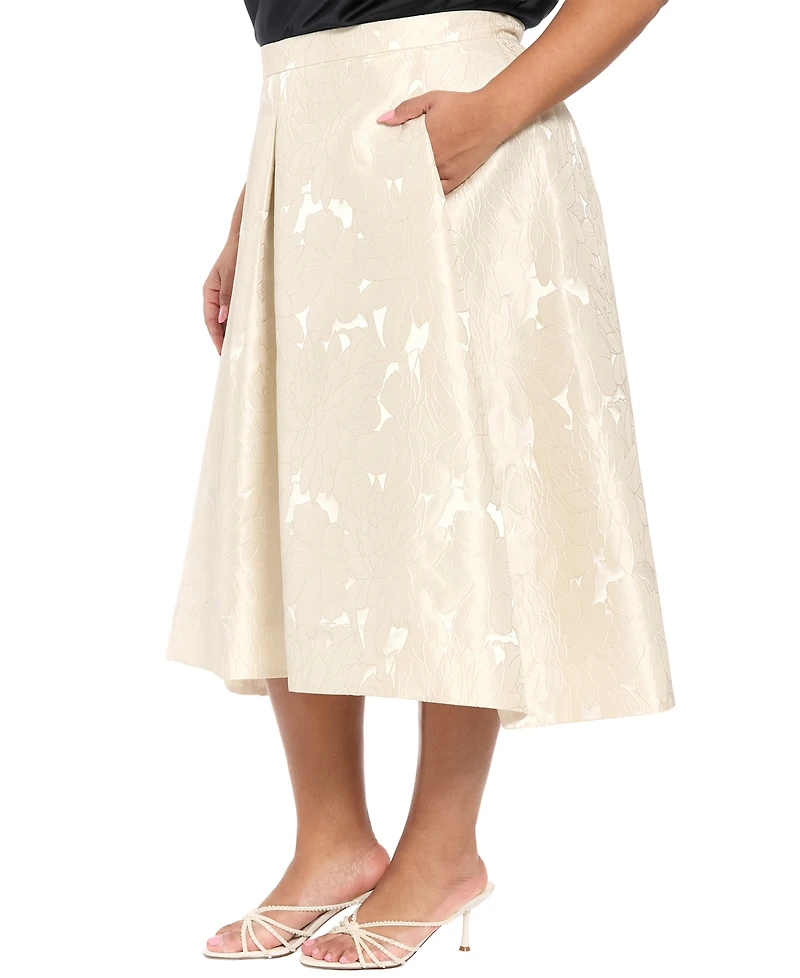 Muse Plus Polyester Box Pleat Midi Skirt