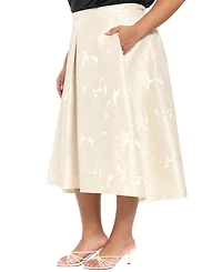 Muse Plus Polyester Box Pleat Midi Skirt