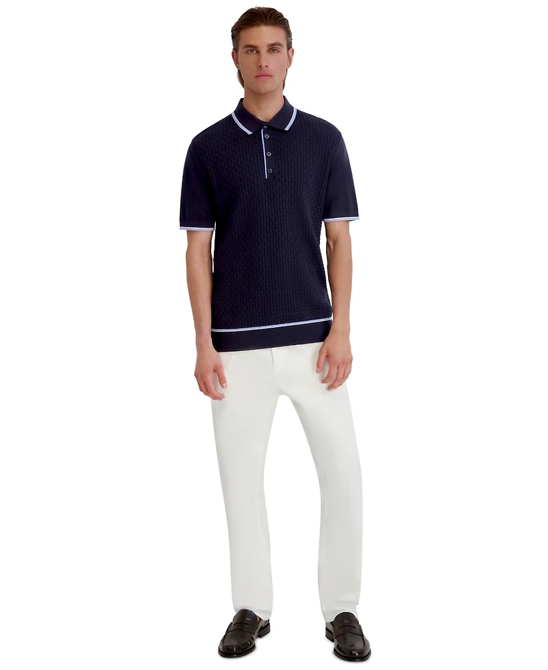 Karl Lagerfeld Paris Men's Basket Weave Short-Sleeve Polo Shirt