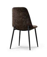 Maison Boucle Modern Chenille Upholstered Dining Chairs Set of 4, Metal Legs