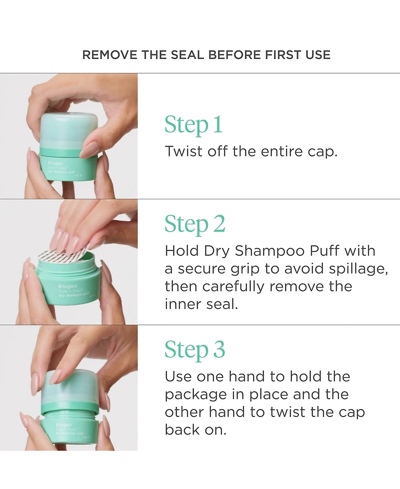 Briogeo Style + Treat Dry Shampoo Puff, 0.53 oz.