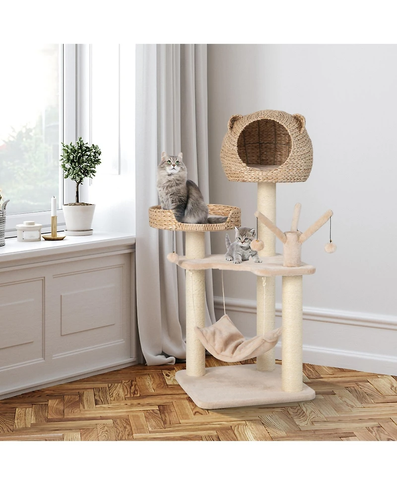 Cozito Cat Tree Multi-Level with Condo Hammock and Hanging Balls