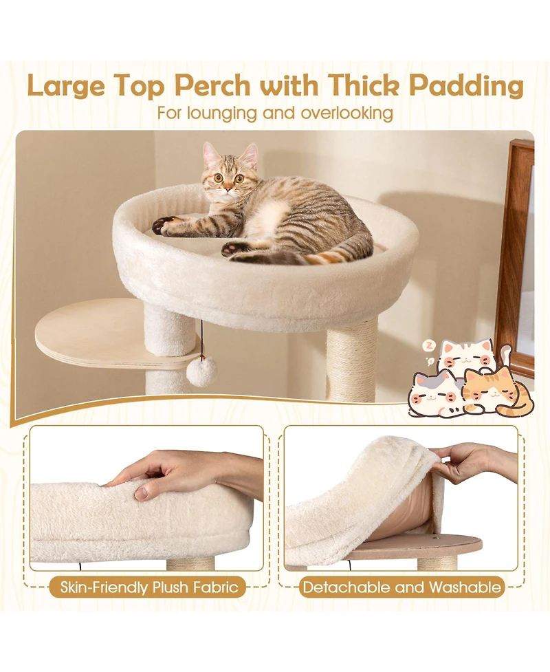 Cozito Cat Tree 56 in Wooden with 2 Sisal Posts and Ladder