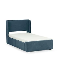 Max & Lily Upholstered Bed with Rectangular Headboard Drawer Side Storage