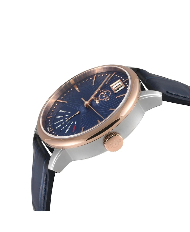 GV2 by Gevril Men's Rovescio Swiss Quartz Italian Leather Strap Watch