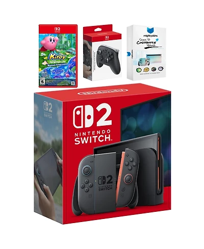 Nintendo Switch 2 Video Game Console with Kirby The Forgotten Land, Pro Controller and MightySkins Code Bundle