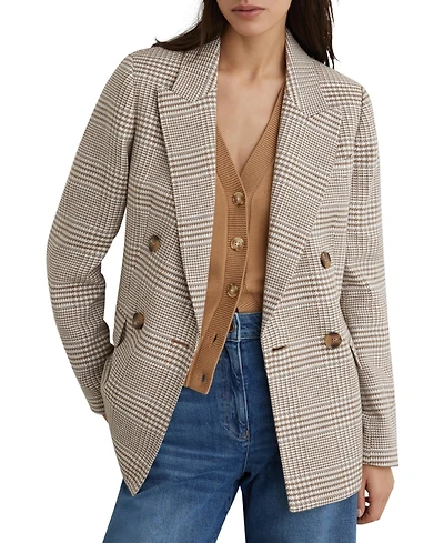 Reiss Women's Double-Breasted Check Blazer