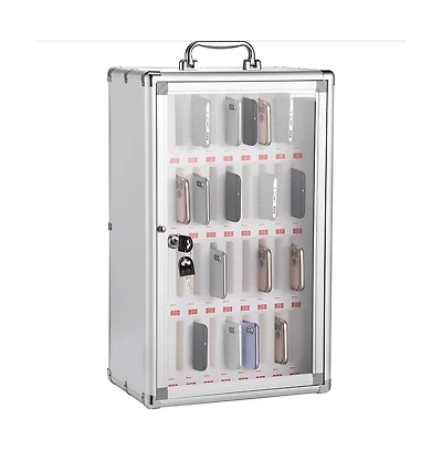 Sugift 36-Slot Cell Phone Storage Cabinet with Key Lock, Aluminum Alloy, Wall Mounted or Freestanding