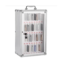 Sugift 36-Slot Cell Phone Storage Cabinet with Key Lock, Aluminum Alloy, Wall Mounted or Freestanding