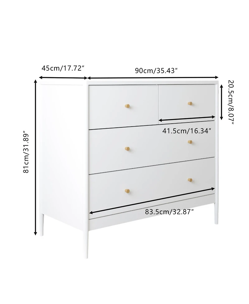 Rainsken 4-Drawer Kids Dresser, Wooden Toddler Dresser, Modern Baby Dressers Storage Organizer, for Nursery, Hallway and Office