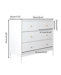 Rainsken 4-Drawer Kids Dresser, Wooden Toddler Dresser, Modern Baby Dressers Storage Organizer, for Nursery, Hallway and Office