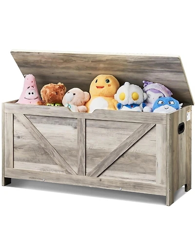 Gouun Wooden Toy Chest for Kids with Safety Hinge Flip Top Lid and Bench Seat
