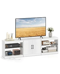 Gouun 77 in Led Tv Stand with Power Outlets and Tempered Glass Shelves