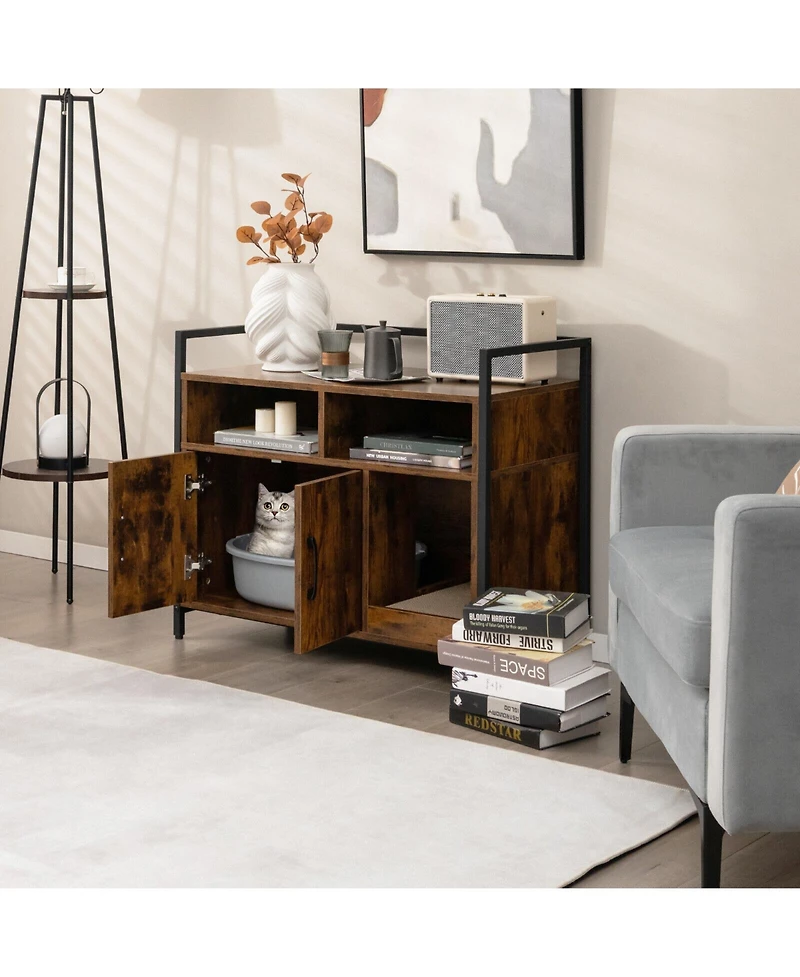 Cozito Hidden Cat Washroom 35 in Double Door Scratch Board Coffee