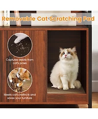 Cozito Cat Litter Box Enclosure 52 in Charging Station Walnut