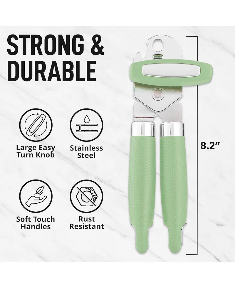 Zulay Kitchen Heavy Duty Stainless Steel Can Opener Manual with Side Bottle Opener