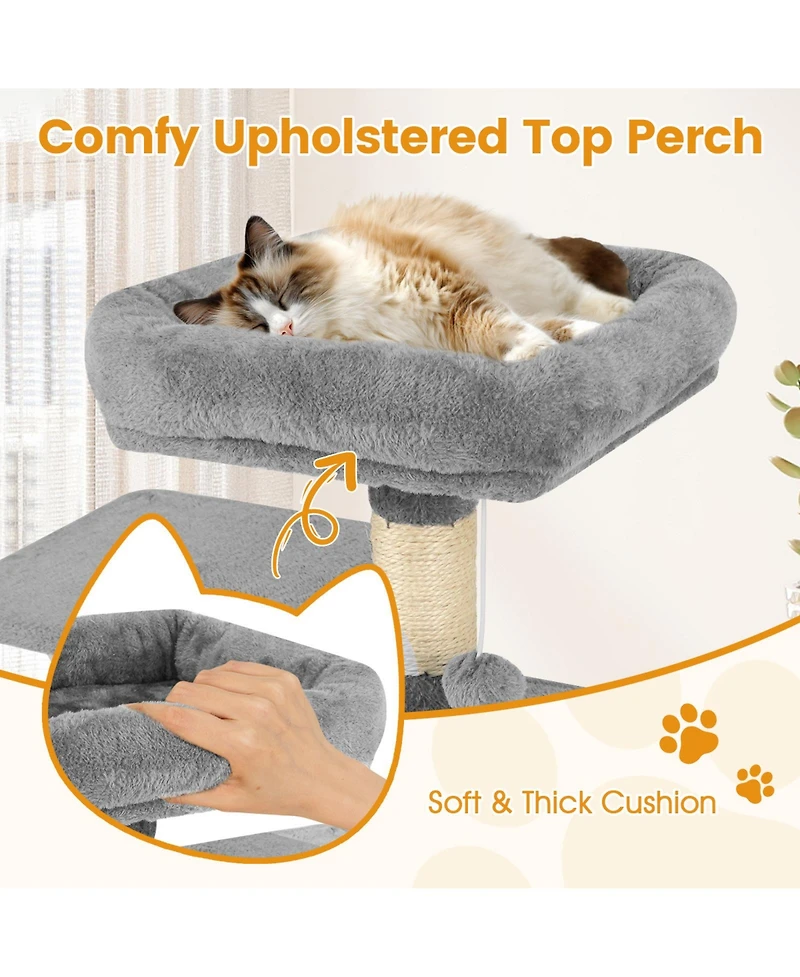 Cozito Cat Tree 58 inch Soft Plush Multi-Level with Padded Perch