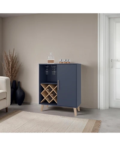 Fm Furniture Angela Bar Cabinet with Wine Rack, and Multifunctional Compartments