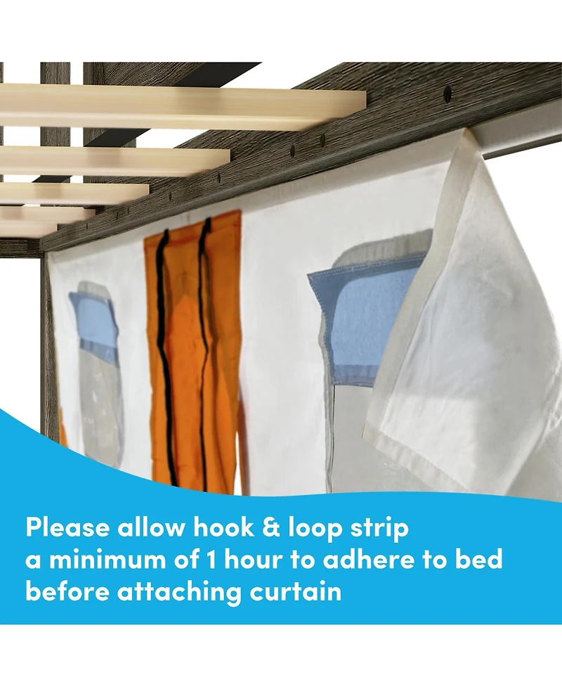 Max and Lily Low Bunk With Stairs, Easy Slide Orange Camper Van Curtain