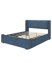 Max & Lily Full Upholstered Rectangular Headboard Platform Bed Frame with 2 Drawer Side Storage