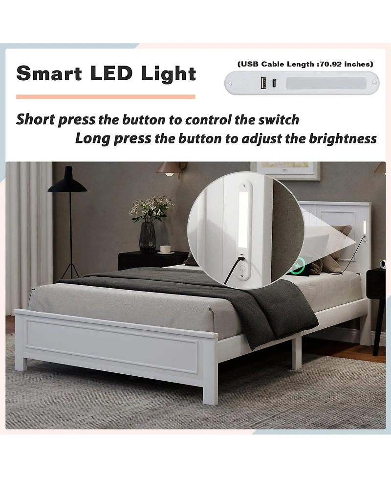 Sailvan Bed with 2 Storage Drawers, Led Lights