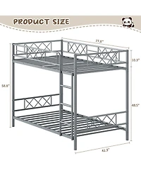 Heavy Duty Twin Over Bunk Bed for Adults and Teens - Metal Frame with Stairs, Full-Length Guardrail, Space-Saving, No Box Spring Needed