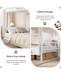 Heavy Duty Twin Over Bunk Bed for Adults and Teens - Metal Frame with Stairs, Full-Length Guardrail, Space-Saving, No Box Spring Needed