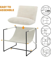 gaomon Sling Accent Chair for Living Room,Modern Metal Framed Cozy Armchair,Upholstered Living Room Chairs with Shredded Foam Cushioning,Lounge Chair