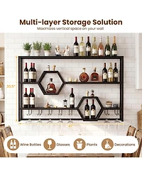 Slickblue 47 Inch Wall Wine Rack Floating Shelves for Home Bar Storage
