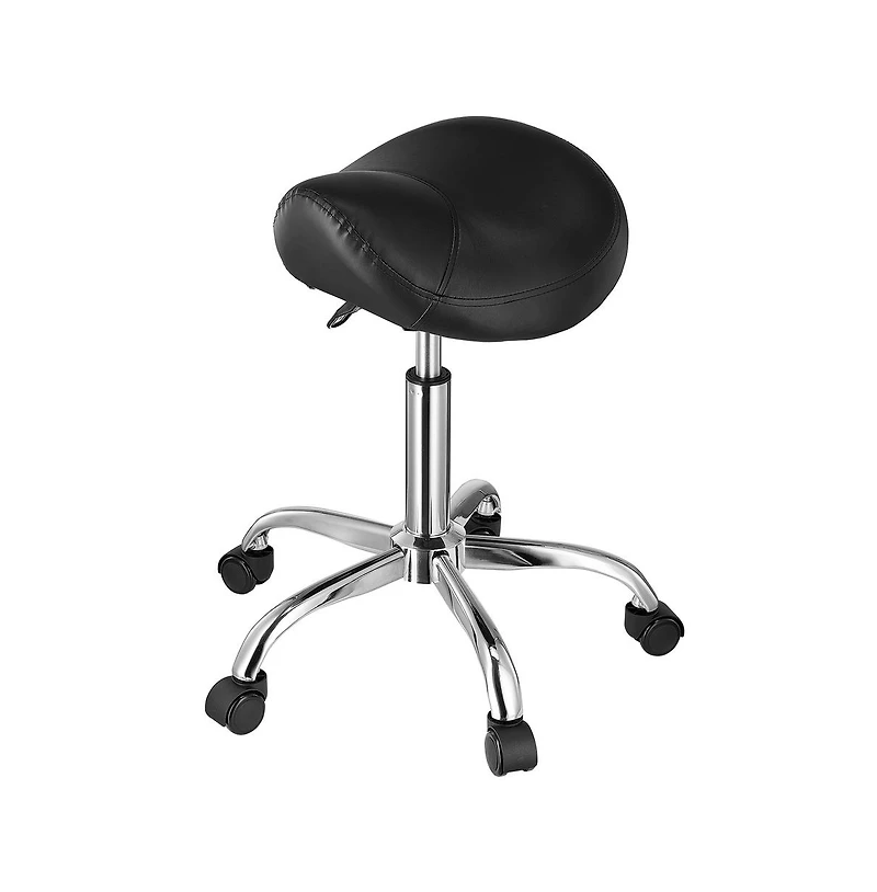 Sugift Ergonomic Saddle Stool with Wheels, 450 lbs Capacity Height Adjustable Pu Leather Swivel Chair for Salon Spa Massage Clinic