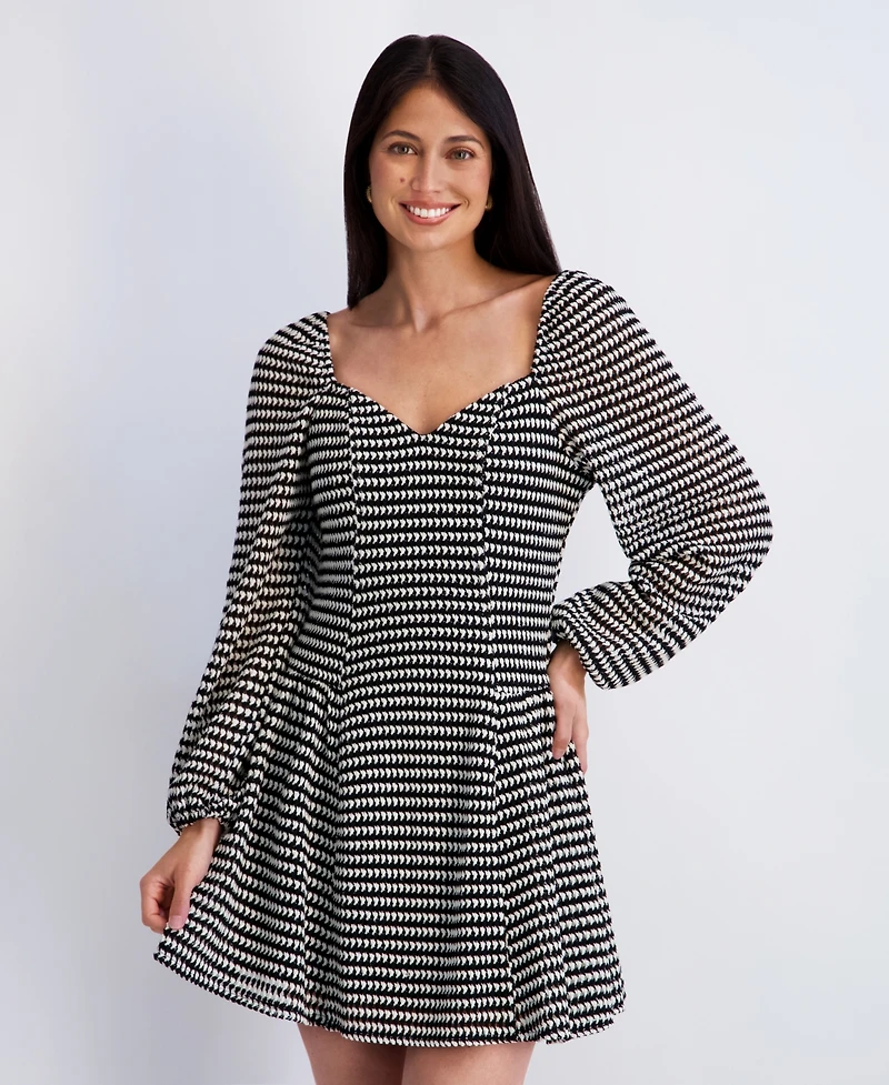 Kensie Women's Novelty Print Sweetheart Neck Dress