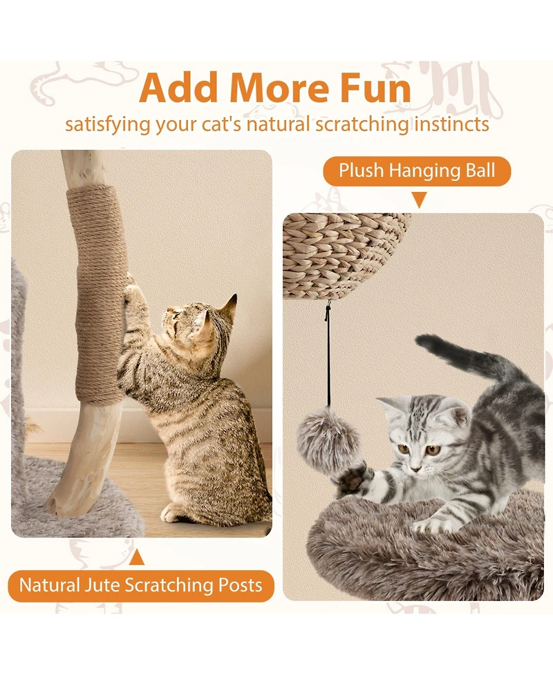 Cozito Cat Tree Solid Pear Wood with Perch and Sisal Posts