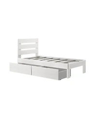 Max & Lily Solid Wood Farmhouse Twin Bed with Plank Headboard and Storage Drawers