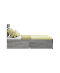 Max & Lily Solid Wood Farmhouse Twin Bed with Plank Headboard and Storage Drawers