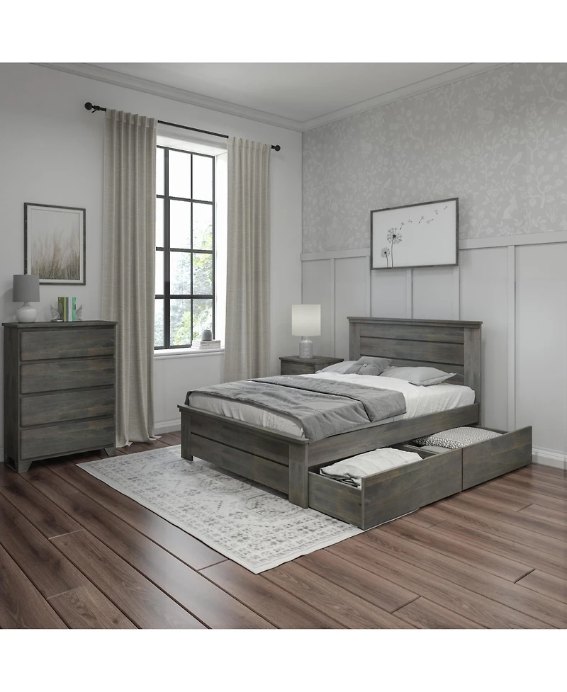 Max & Lily Full Bed Frame with Storage Drawers, Solid Wood Platform for Kids