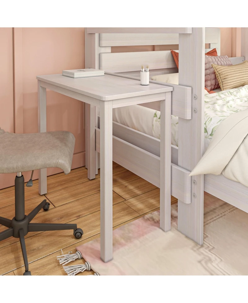 Max & Lily Farmhouse Twin over Full L-Shaped Bunk Bed with Desk, Driftwood