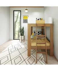 Max & Lily Bunk Bed, Mid-Century Modern Twin over Solid Wood Bed Frame for Kids