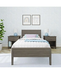 Max & Lily Twin Bed Frame, Solid Wood Classic Platform with Panel Headboard for Kids