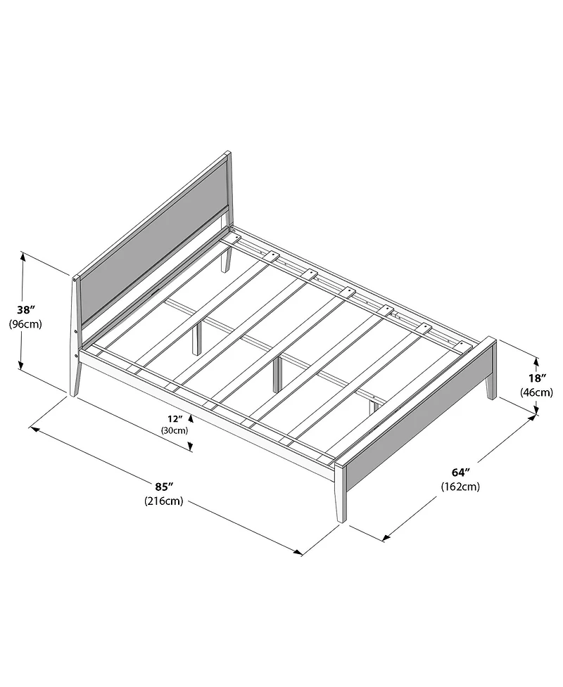 Max & Lily Queen Bed Frame, Solid Wood Classic Platform with Panel Headboard for Kids