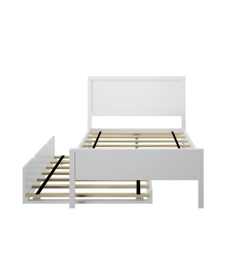 Max & Lily Twin Bed with Trundle, Classic Solid Wood Platform Panel Headboard